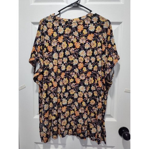 Philosophy Woman 2X Dark Floral V-neck Top Plus Size Fall Colors Comfy Soft - Picture 6 of 7